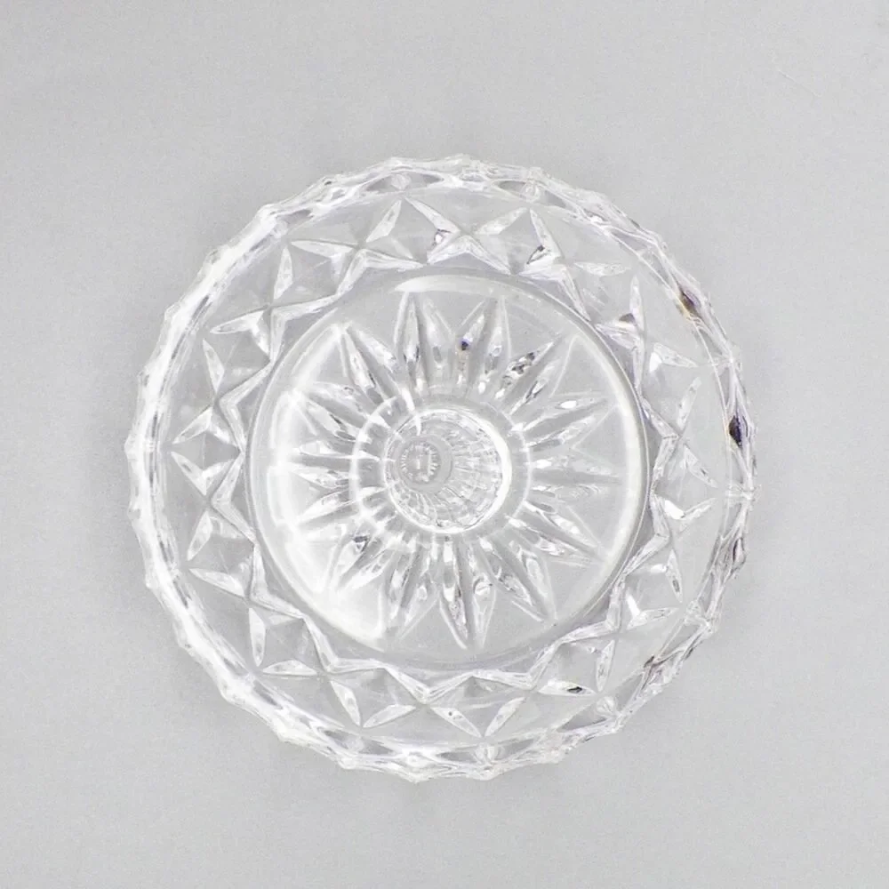 Clear Cut Glass Ring Holder Jewelry Dish